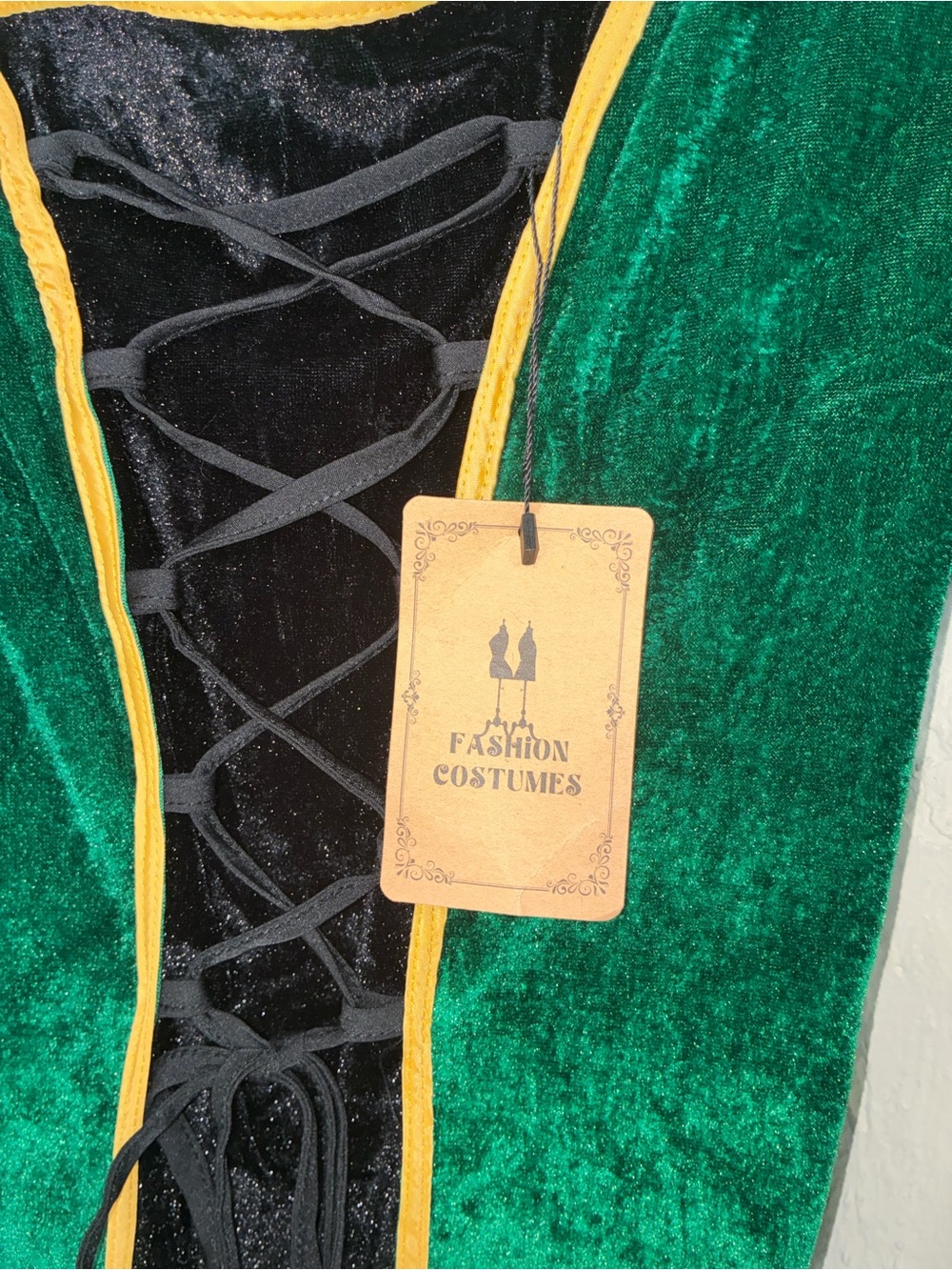 NWT Renaissance Medieval Green Velvet Bell Sleeve Maxi Dress Costume Small - Picture 2 of 6